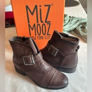 NEW Miz Mooz Siggy Leather Ankle Boots Espresso Brown EU 38 In Box